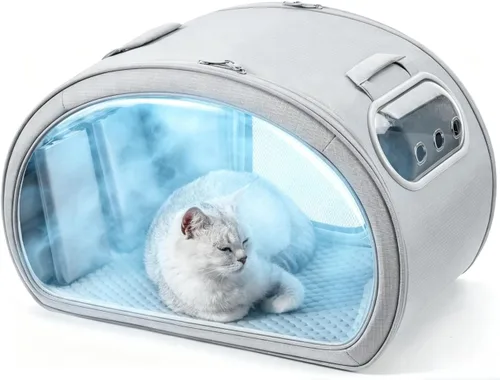 Miniatura 9 de Pecute Casa de refrigeración para gatos, con alfombrilla de refrigeración para perros pequeños, cama interior para gatos con aislamiento y 6 bolsas