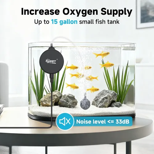 Miniatura 2 de hygger Mini bomba de aire para acuario de 1.5 W, aireador silencioso con clip de ventosa de tubo de piedra de aire, bomba de oxígeno pequeña