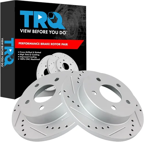 Miniatura 211 de TRQ Juego de rotores de freno de rendimiento trasero con revestimiento G premium compatible con Mazda 6 2014-2021