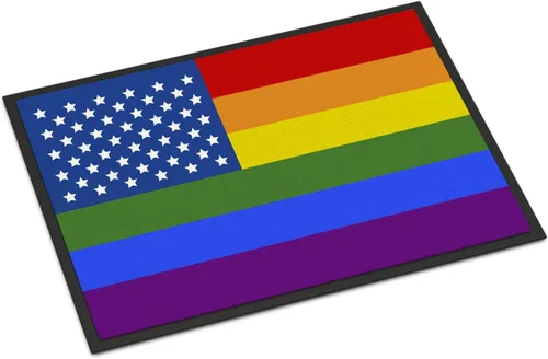 Caroline's Treasures CK8013JMAT - Tapete con orgullo gay de Estados Unidos, 24 x 36 pulgadas, para interiores y exteriores, para entrada,