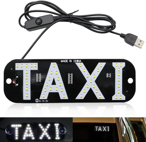 Miniatura 8 de Luz de señal de taxi botón de encendido/apagado USB, letrero LED brillante para taxi, colocación de ventana de ventosa para taxi automóvil (azul)