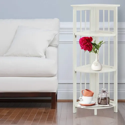 Miniatura 7 de Estantería de esquina plegable de 4 estantes Casual Home, blanca Blanco
