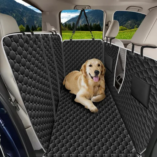 Miniatura 17 de Mancro Funda de asiento de automóvil para perro para asiento trasero, 2026 mejorada 600D, resistente, impermeable y resistente a los arañazos, Negro