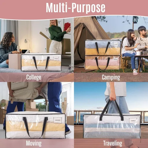Miniatura 7 de VENO Paquete de 4 bolsas de mudanza resistentes, bolsas de embalaje transparentes para una fácil visibilidad, alternativa a las cajas de mudanza