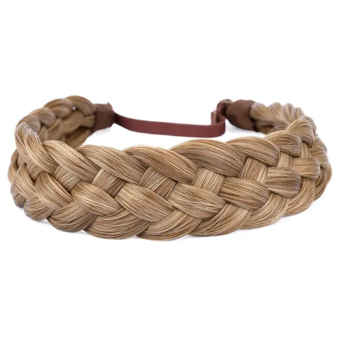 Miniatura 4 de Diadema clásica de cabello sintético trenzado de 5 hebras, trenzas gruesas y anchas, extensión de cabello con elástico para mujeres y niñas