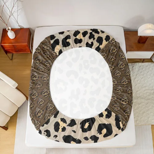 Miniatura 5 de Erosebridal Sábanas de cama de guepardo, sábana bajera con estampado de leopardo, tamaño individual, sábanas de rayas marrones, funda de cama