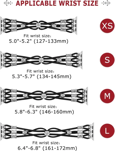 Miniatura 3 de TOYOUTHS Pulsera bohemia compatible con Apple Watch Band de 1.65, 1.57, 1.57 y 1.49 pulgadas para mujer, correa trenzada y elástica