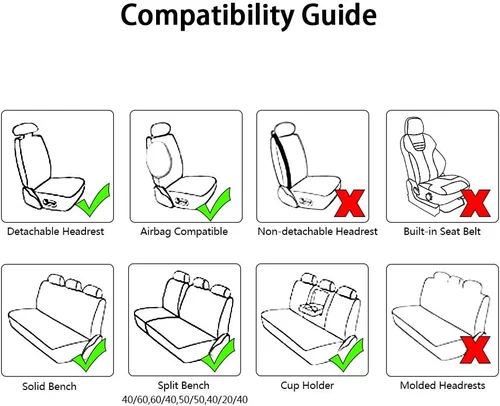 Miniatura 8 de Juego completo otoez de fundas de asiento para coche de piel sintética de lujo, universal, para asientos delanteros y traseros, se adapta a