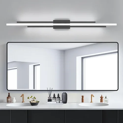 Miniatura 18 de VitaLink Lámpara de tocador dorada, 24 pulgadas, moderna lámpara de pared de baño sobre espejo de tocador, 2 luces cableadas de vidrio blanco