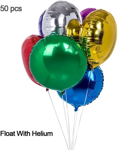 Miniatura 4 de 50 globos de aluminio multicolor, 18 pulgadas, 7 colores para decoraciones de fiestas Globos de helio, autosellantes, reutilizables