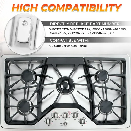 Miniatura 3 de Paquete de 5 perillas de control de quemador de cocina WB03X32194 WB03T10329, perillas de acero inoxidable para estufa GE Cafe Series, reemplazo