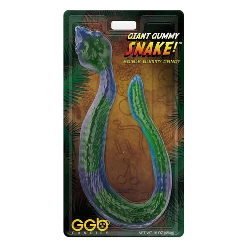 Serpiente gigante de gomitas: sabores afrutados duales, deliciosa creación de dulces de GGB Candy (frambuesa azul/manzana agria, 1 libra)