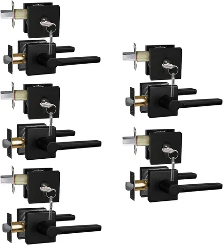 Miniatura 56 de NEWBANG Palanca de puerta de cama/baño para privacidad Baño e interior Manija de cerradura de puerta en negro mate envejecido, HD1601-DB-BK-1P