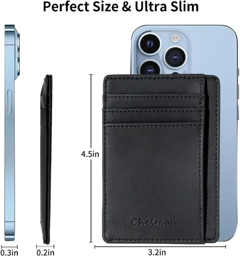 Miniatura 32 de Cartera Chelmon Slim RFID - Cartera de bolsillo frontal minimalista para tarjetas de crédito delgadas