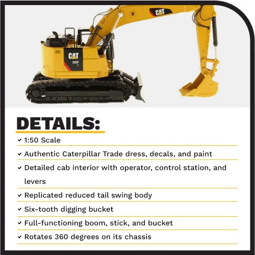 Miniatura 4 de Diecast Masters Excavadora hidráulica Caterpillar 335F L 1:50 Camiones para gatos y equipos de construcción de la serie High Line 85925