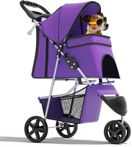 Miniatura 20 de Magshion Cochecito para mascotas de 3 ruedas, cochecito de viaje plegable para perros y gatos pequeños y medianos (hasta 33 libras), transportador