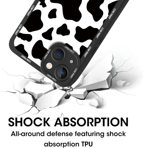 Miniatura 3 de Paquete de 2 bonitas fundas de teléfono para Apple iPhone 13 de 6.1 pulgadas, funda protectora de silicona con estampado de vaca a la moda, delgada