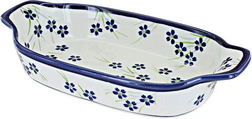 Miniatura 6 de Blue Rose Polish Pottery - Plato rectangular con diseño de mariposa floral roja, 10 x 5.25 pulgadas, hermoso plato para pan, ensalada o pasta