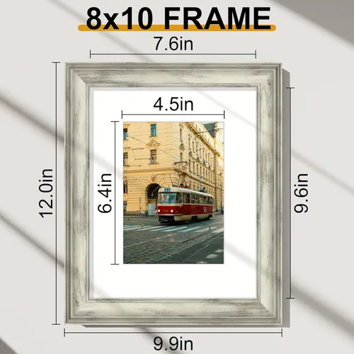 Miniatura 2 de Vittanly - Juego de 2 marcos de fotos de 8 x 10 pulgadas, marco de fotos vintage ornamentado para pared o mesa, muestra fotos de 5 x 7 pulgadas