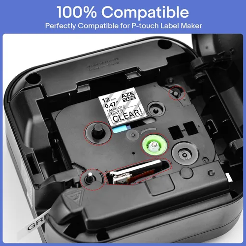 Miniatura 4 de GREENCYCLE Compatible con Brother P-Touch TZe-M31 TZ-M31 0.472 in 0.47 pulgadas 1/2 "Negro sobre mate laminado AZE cinta de etiquetas para PTD210