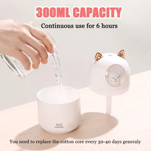 Miniatura 3 de Humidificador pequeño portátil, 10.1 fl oz, mini humidificador de niebla fría con luz nocturna, humidificador personal USB apagado automático, ultra