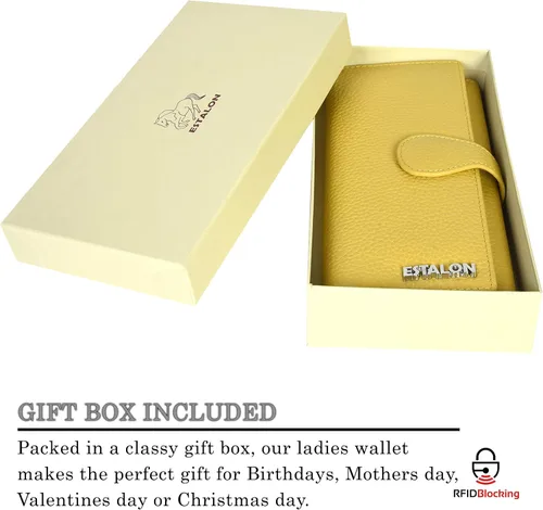 Miniatura 7 de Carteras de piel con bloqueo RFID para cheques con 11 ranuras para tarjetas para mujer