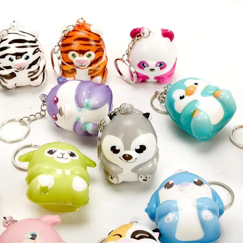 Miniatura 8 de Paquete de 20 llaveros de animales esponjosos, juguetes para fiestas, mini animales, alivio del estrés, juguetes para apretar, regalo de cumpleaños