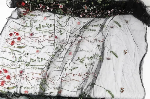 Miniatura 7 de Exquisita tela de encaje bordado floral de tul para costura, vestido superpuesto, adorno de cortina, 60 pulgadas de ancho