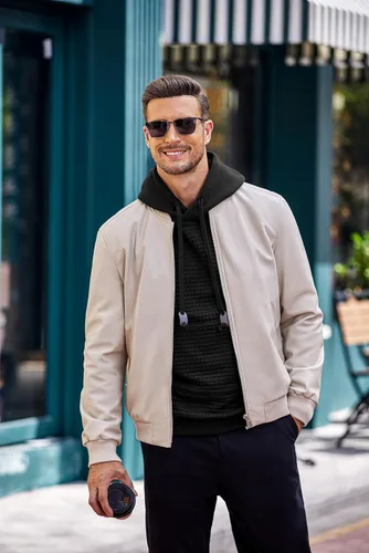 Miniatura 3 de COOFANDY Sudaderas con capucha para hombre, de manga larga, de punto gofre, con bolsillo