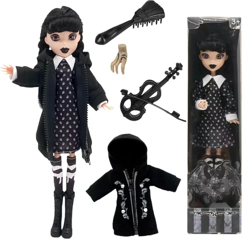 Miniatura 12 de Dumwick Muñeca Adams de 11.5" con Caja de Regalo, Tacones Altos, Vestido Negro y Cabello, Regalo de Juguetes Perfecto para Navidad y Cumpleaños
