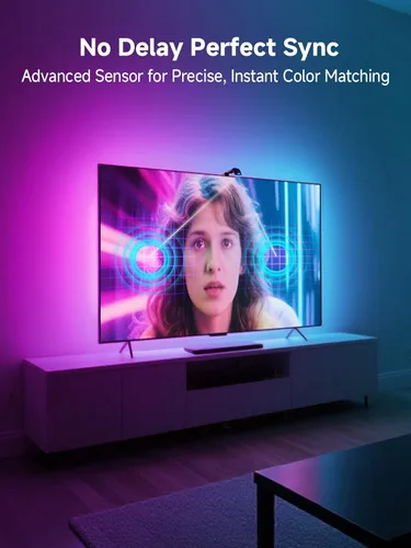 Miniatura 6 de GIPOYENT Retroiluminación LED para TV con cámara, luces de sincronización de pantalla RGBIC de 10.5 pies para televisores y monitores de PC de 32 a