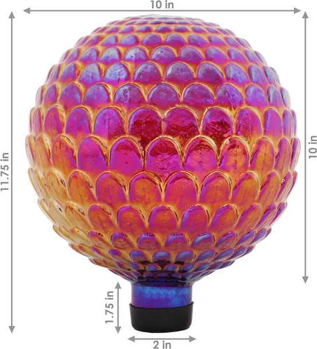 Miniatura 5 de Sunnydaze - Bola de cristal de 10 pulgadas para jardín, globo decorativo para patio y patio trasero, textura festoneada roja, paquete de 2