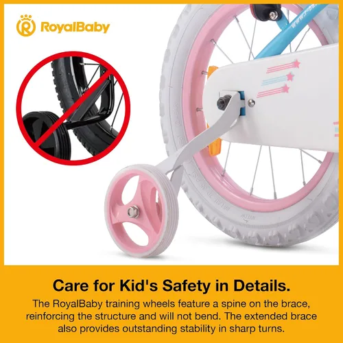 Miniatura 7 de RoyalBaby Stargirl - Bicicleta infantil de 14 pulgadas para niñas con ruedas de entrenamiento y canasta, color azul [4] Azul cielo
