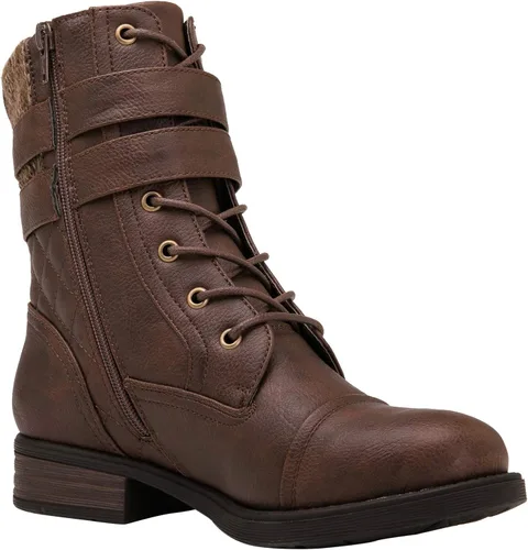 Miniatura 3 de GLOBALWIN Botines de tacón bajo con cordones para mujer