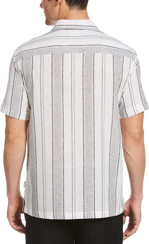 Miniatura 2 de Cubavera Camisa abotonada de manga corta con rayas teñidas de lino para hombre