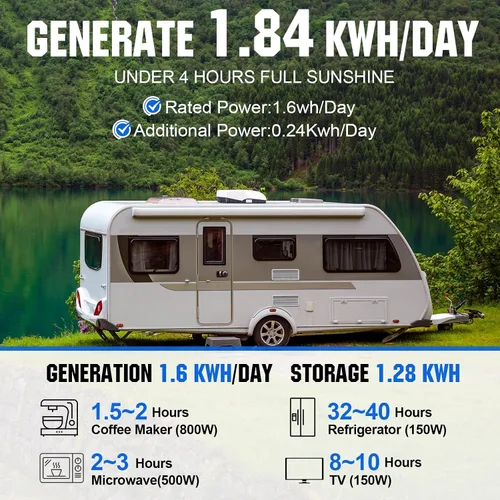 Miniatura 2 de ECO-WORTHY 1.6KWH Complete Solar Panel Kit 400W 12V for RV Off Grid: 4 * 100W Solar Panels + 40A MPPT Charge Controller +12V 100Ah Lithium Battery +