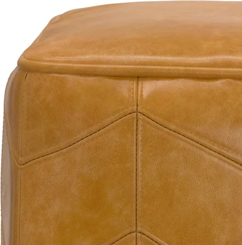 Miniatura 9 de SIMPLIHOME Morden Puf cuadrado – Otomano tapizado de cuero genuino de 18 pulgadas de ancho en marrón, reposapiés contemporáneo o asiento adicional