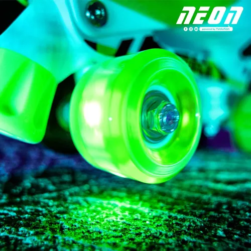 Miniatura 7 de Yvolution Patines combinados de neón, patines 2-1 cuádruple y en línea para niños con ruedas LED, tamaño ajustable (verde, 12-2)