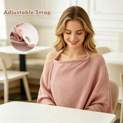 Miniatura 6 de Funda de lactancia de muselina para lactancia materna, cubierta de privacidad con aro rígido para mamá, transpirable, 100% muselina de algodón