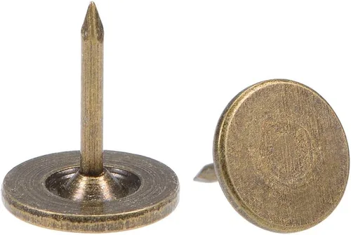 Miniatura 5 de uxcell Uñas de tapicería de 0.433 in x 0.669 in, cabeza plana, uñas de muebles de tono bronce para muebles, cabeceros de sofá, 50