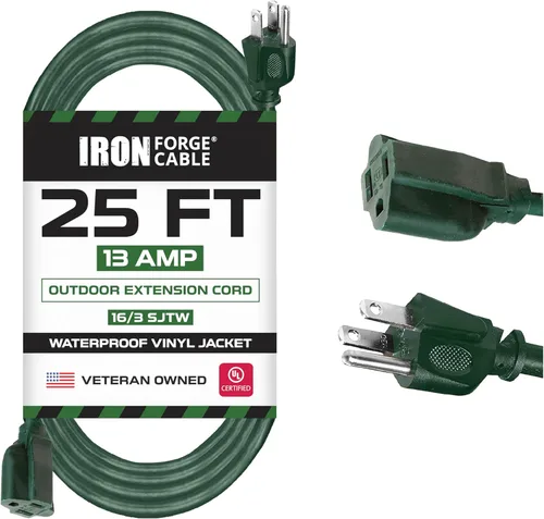 Miniatura 11 de Iron Forge Cables Extensión de cable para exteriores – 16/3 de alta resistencia color verde, Verde, IFC-163G100