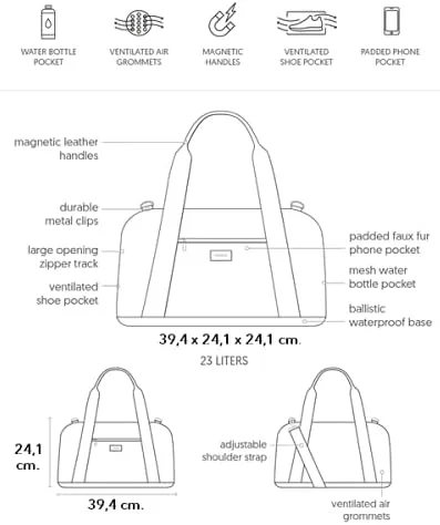 Miniatura 3 de Vooray Bolsa de lona para gimnasio con quemador de 23 litros, bolsa de viaje para mujeres y hombres, bolsa de gimnasio deportiva con compartimento