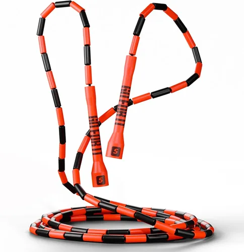 Sportbit Elite Cuerda de Saltar con Perlas - Cuerda de Velocidad Ajustable para Fitness, CrossFit, Boxeo - Sin Enredos, Ligera Negro/Rojo