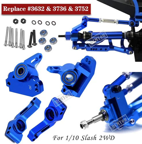 Miniatura 2 de Pieza de actualizaciones para barra 1/10 2WD, brazo de suspensión delantero trasero de aleación, bloque de ruedas, bloques de dirección, portadores