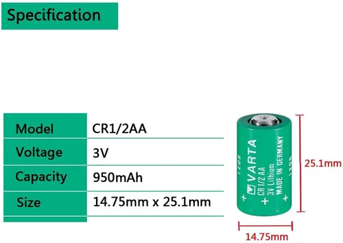 Miniatura 2 de Paquete de 2 baterías cilíndricas CR 1/2 AA Series de litio de 950 mAh