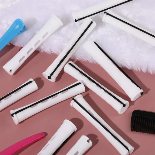 Miniatura 7 de WILLBOND 60 varillas permanentes para cabello largo, de plástico, rizadores de ondas frías, rodillo para peinar el cabello, herramientas de Blanco