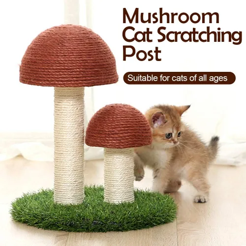 Miniatura 2 de PowerKing Poste rascador de hongos para gatos, poste rascador de garra de 15 x 12 pulgadas para gatito, poste rascador de sisal natural para gatos