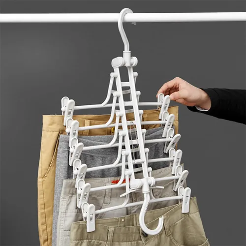 Miniatura 4 de Perchas multifuncionales para pantalones que ahorran espacio: paquete de 2 perchas de falda para armario, múltiples capas multifuncionales
