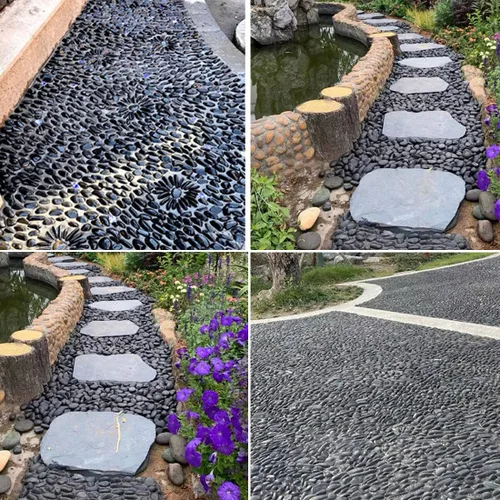 Miniatura 7 de Rocas de río negras pulidas naturales de 1-2.2 pulgadas, guijarros negros pulidos de 20 libras para paisajismo de jardín. Rocas decorativas de río
