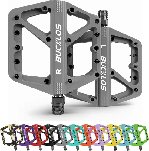 Miniatura 11 de BUCKLOS Pedales de Bicicleta de Montaña MTB Pedales Planos, Bicicleta de Carretera para Adultos Plataforma Grande Pedal Antideslizante de Nylon